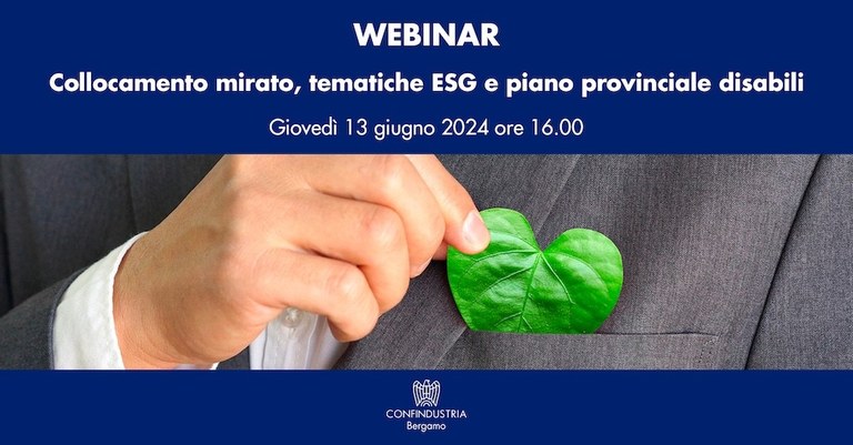 Collocamento mirato, tematiche ESG e piano provinciale disabili