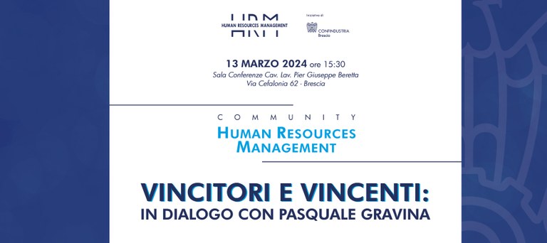 Community H.R.M. - Vincitori e Vincenti: in dialogo con Pasquale Gravina
