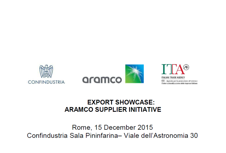 Export Showcase: Aramco Supplier Initiative