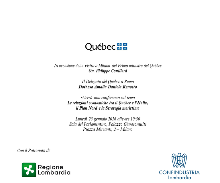 Le relazioni economiche tra il Québec e l’Italia, il Plan Nord e la Strategia marittima