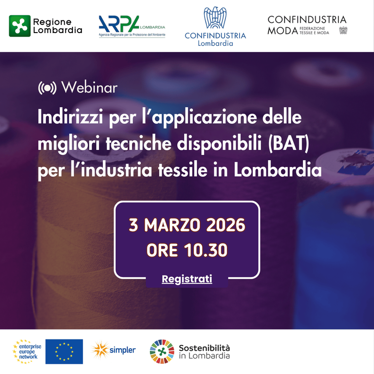 Indirizzi per l’applicazione delle migliori tecniche disponibili (BAT) per l’industria tessile in Lombardia