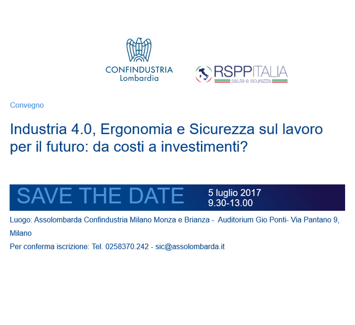 Industria 4.0, ergonomia e sicurezza sul lavoro per il futuro