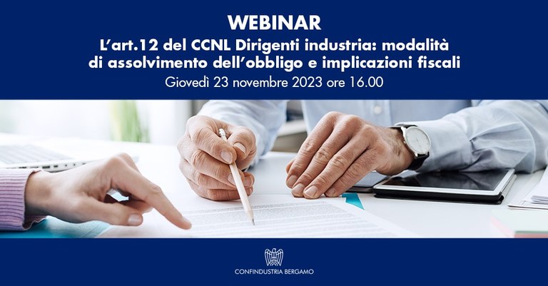 L’art.12 del CCNL Dirigenti industria, modalità di assolvimento dell’obbligo e implicazioni fiscali - presentazione accordi quadro Confindustria Bergamo - Aon e Confindustria Bergamo - Marsh