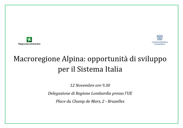 Macroregione Alpina: opportunità di sviluppo per il Sistema Italia