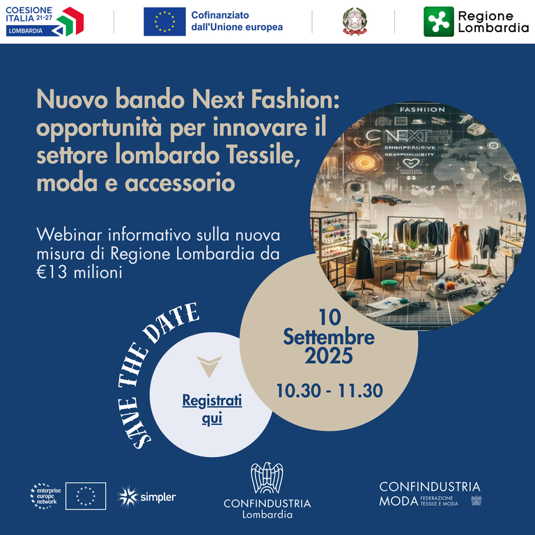 Nuovo bando Next Fashion: opportunità per innovare il settore lombardo Tessile, moda e accessorio