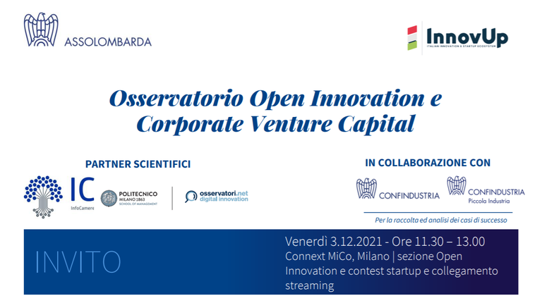 Sesto Osservatorio Open Innovation e Corporate Venture Capital – Presentazione casi di successo