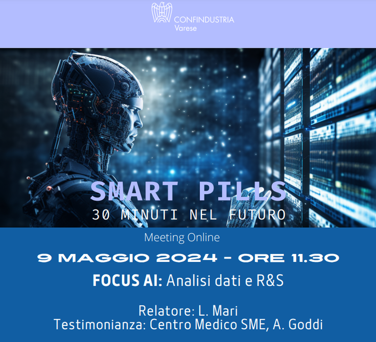 Web Meeting: "Focus AI: Analisi Dati e R&S" - 1° incontro del ciclo "Smart Pills, 30 minuti nel Futuro - Focus AI"