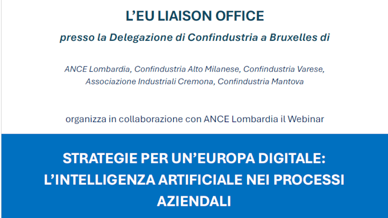 Webinar “Strategie per un’Europa digitale: l’intelligenza artificiale nei processi aziendali”