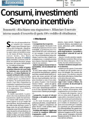 Consumi, investimenti: servono incentivi