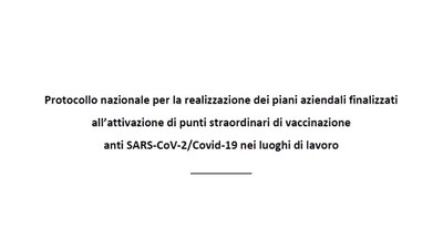 Protocollo nazionale vaccinazioni in azienda