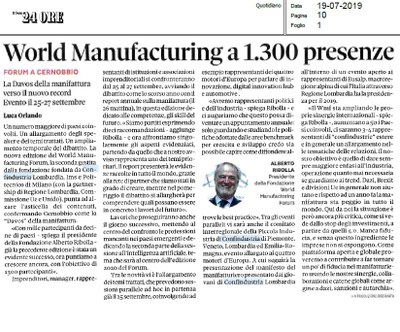 World Manufacturing Forum 2019, obiettivo 1300 presenze